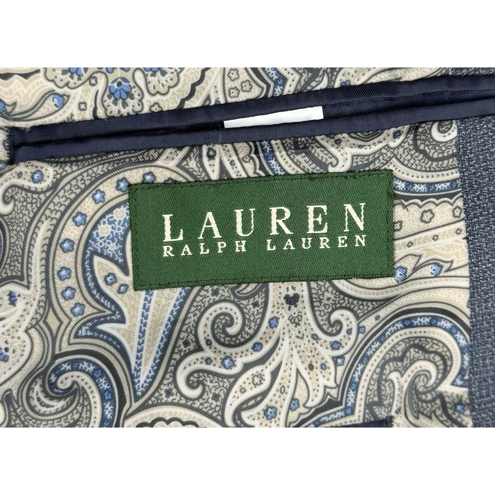 Lauren Ralph Lauren Sport Coat Blazer Men's 46L Blue 2 Button Paisley Lined